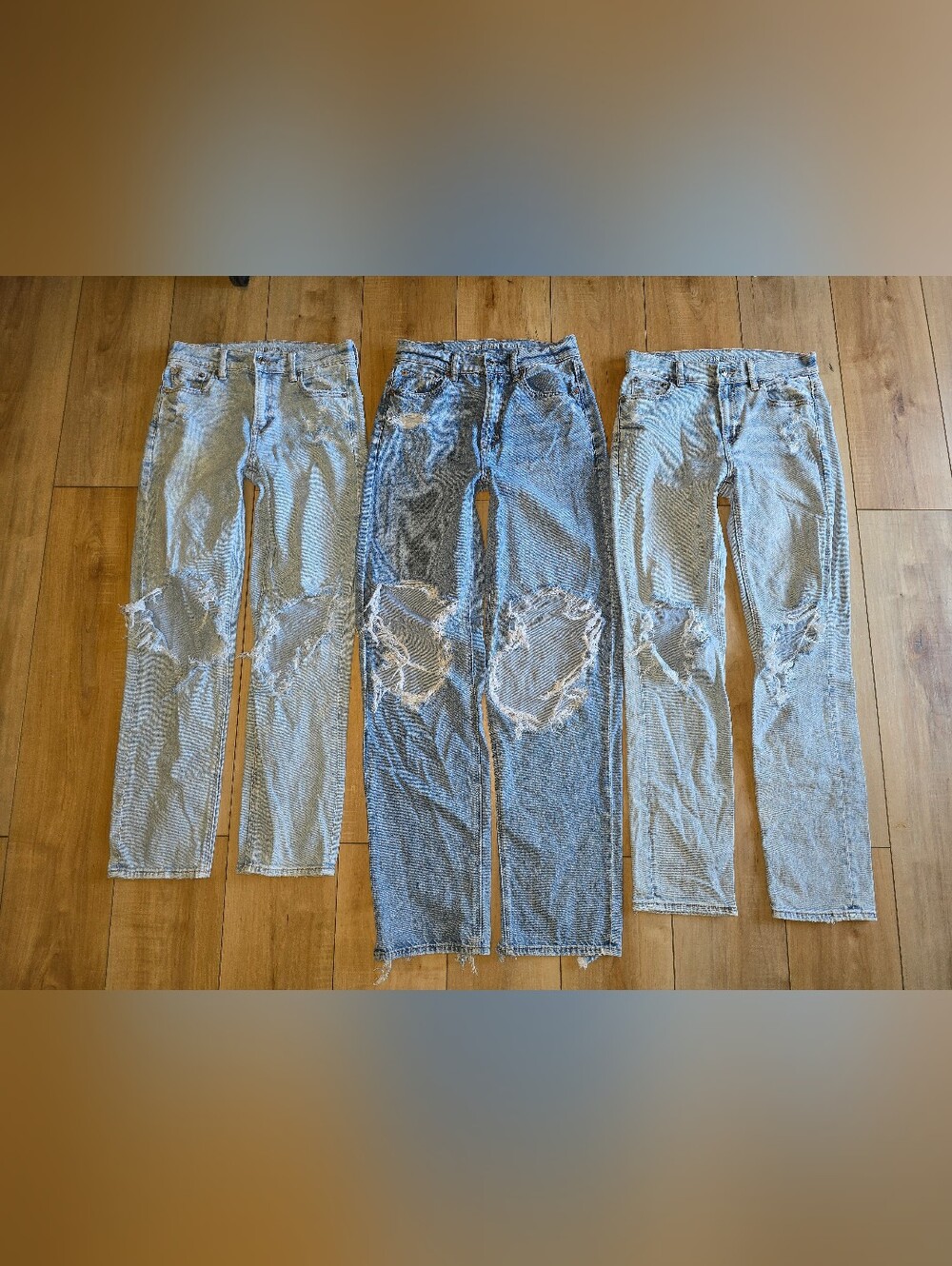 Bundle Of 3 Pairs Of American Eagle Hi Rise Ankle Straight Jeans Sz 0